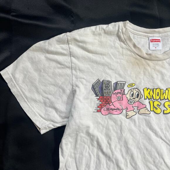 Supreme Knowledge Is Supreme T-Shirt White SS22 Medium Rare Graphic Tee - Used - Picture 3 of 7